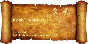 Krahl Ambrus névjegykártya